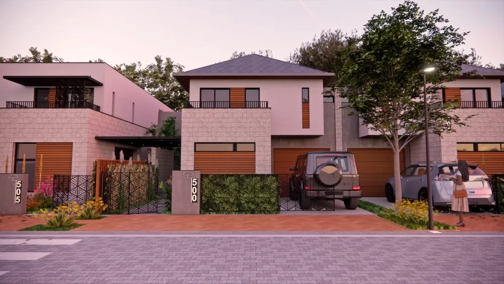 Typology render — private drive