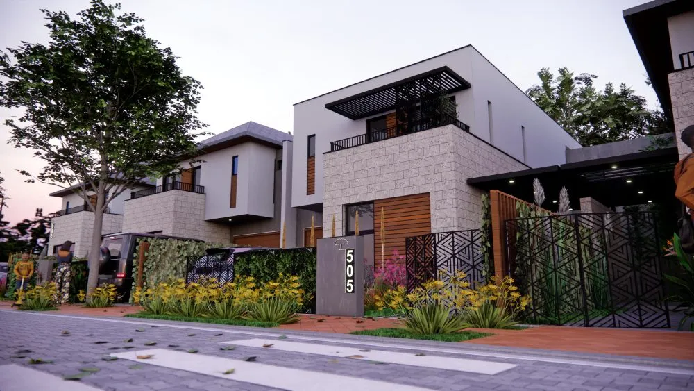 Typology render — corner unit